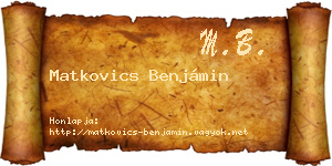 Matkovics Benjámin névjegykártya