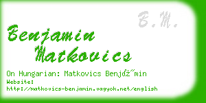 benjamin matkovics business card